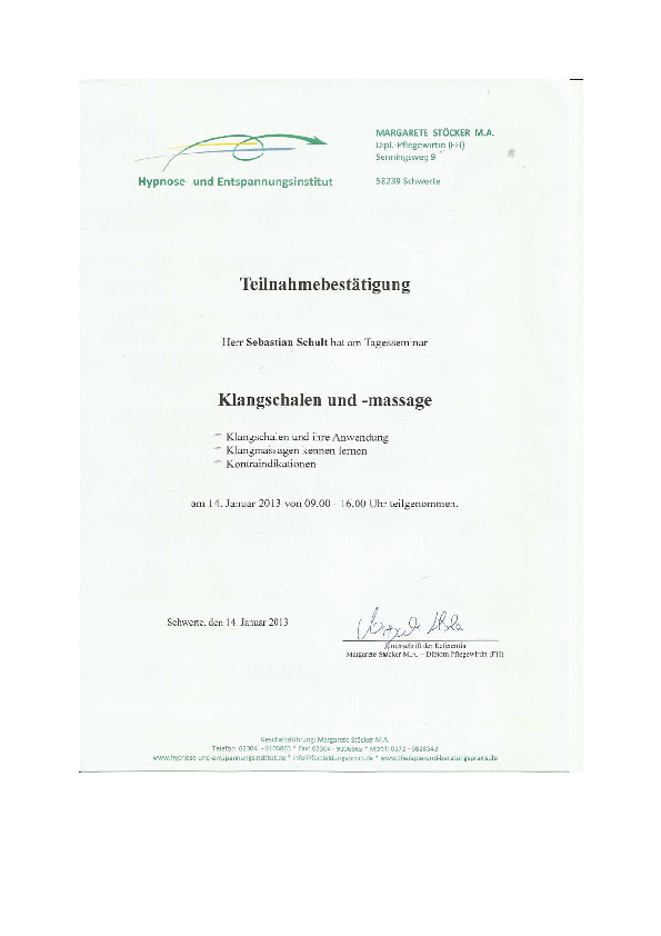 Zertifikat Klangschalen